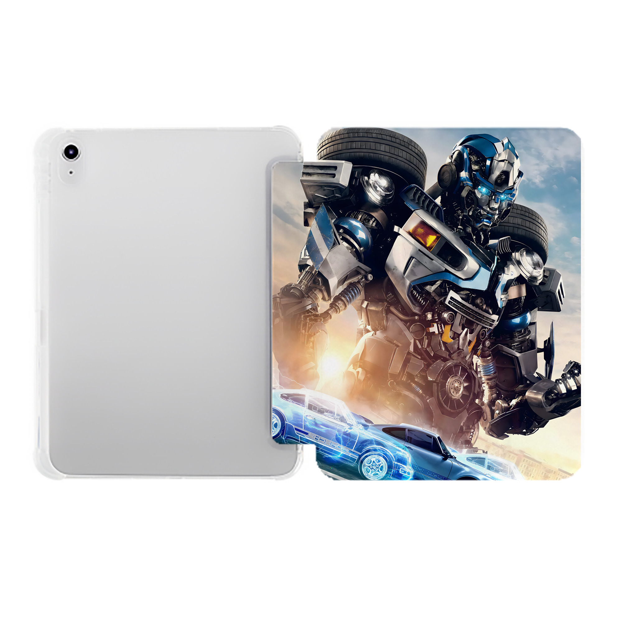（画像用） Transformers トランスフォーマー IPad ケース ペン収納付き 三つ折りスタンド PUレザー×シリコン 対応機種9.5/10.5/10.9インチ